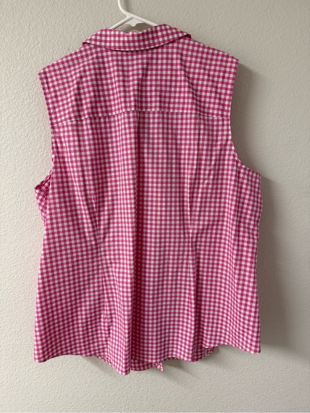 Talbots Pink Gingham Sleeveless Button-Down Shirt - Picture 7 of 7